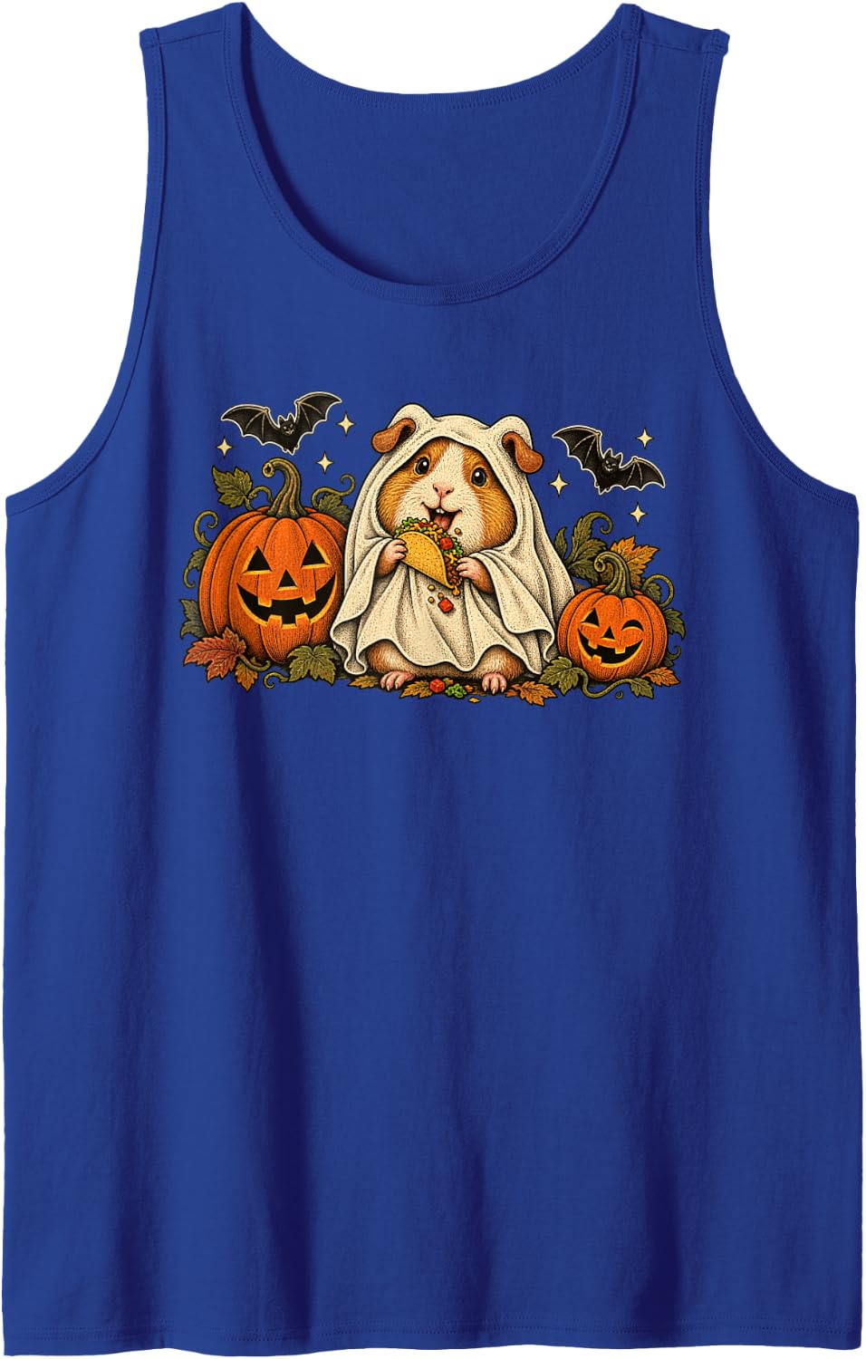 Halloween Animal Guinea Pig Ghost Taco Cute Spooky Pet Sleeveless Tank Top - Royal Blue