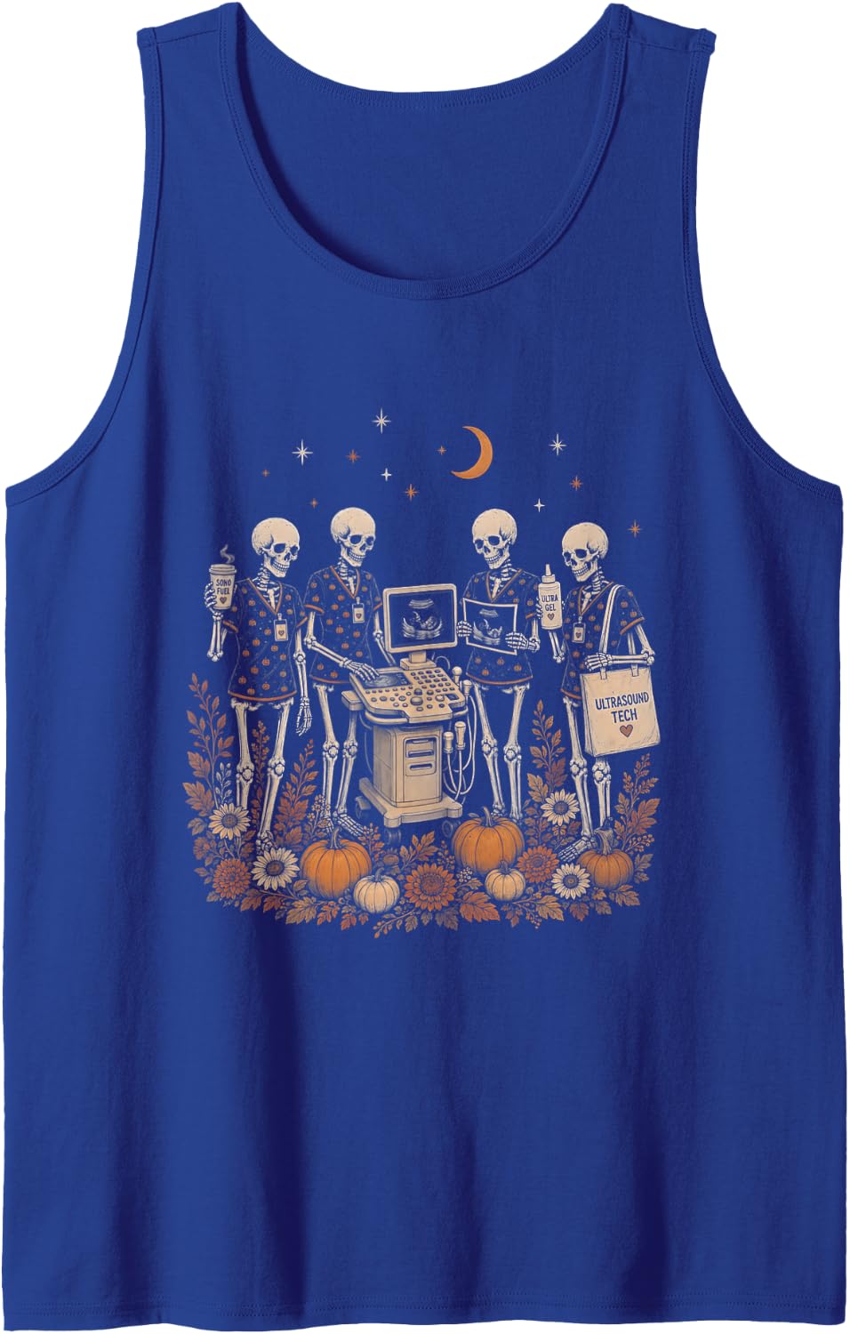 Wildflower Skeleton Sonographer Ultrasound Tech Halloween Tank Top - Royal Blue