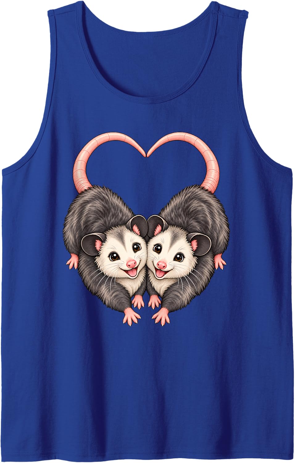 Happy Opossum Couple Heart Tails Animal Love Sleeveless Tank Top - Royal Blue