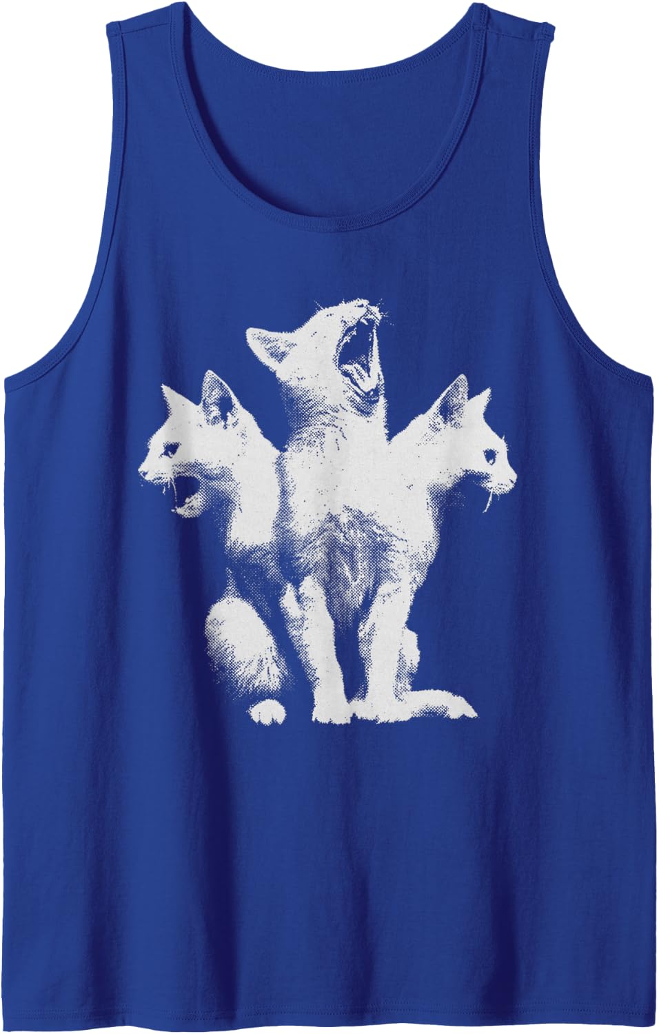 3 Headed Cat Vintage Grunge Alt 90s Gothic Horror Aesthetic Sleeveless Tank Top - Royal Blue