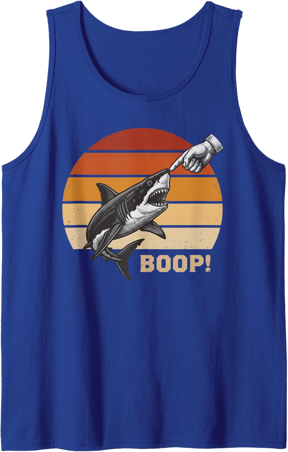 Shark Meme Funny Great White Silly Ocean Humor Retro Design Sleeveless Tank Top - Royal Blue