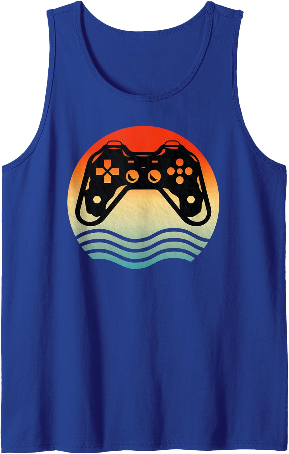 70s Retro Vintage Video Games Console Sports Gamer Player Sleeveless Tank Top - Royal Blue