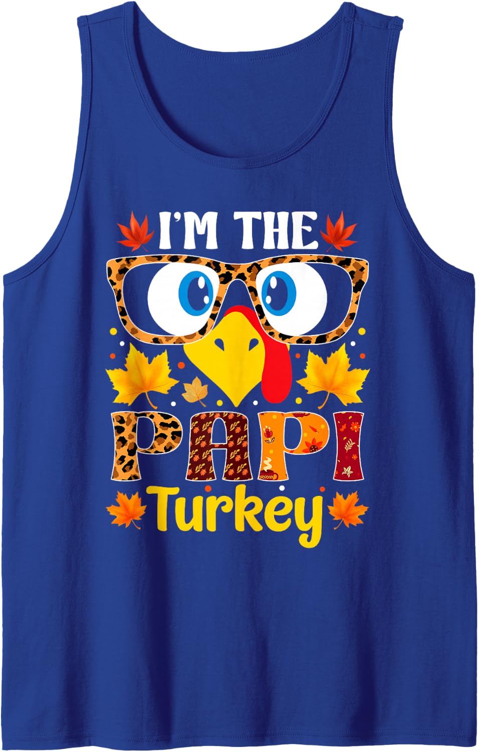 I'm The Papi Turkey Thanksgiving Family Matching Sleeveless Tank Top - Royal Blue