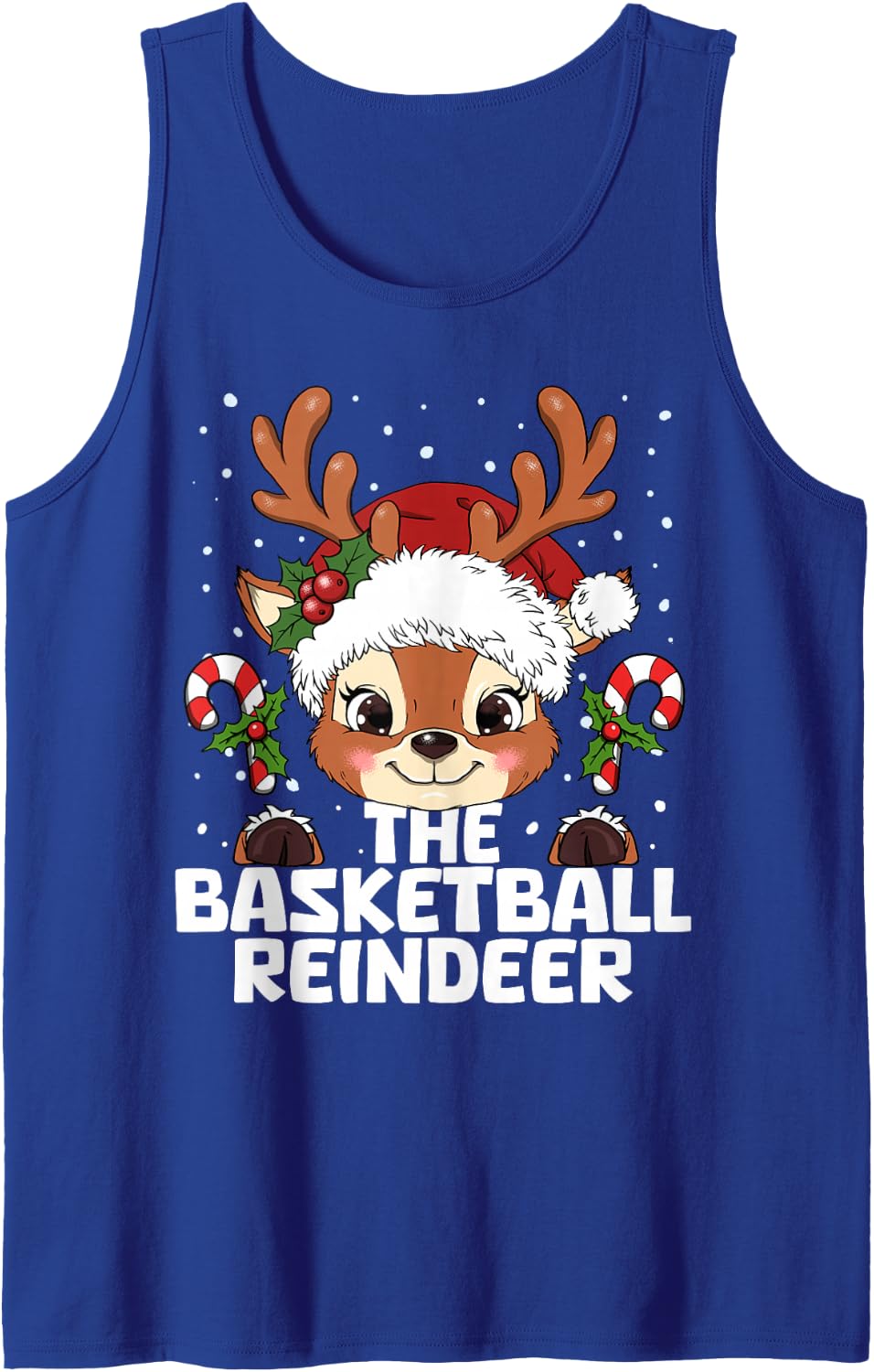 Basketball Reindeer Matching Christmas Sleeveless Tank Top - Royal Blue