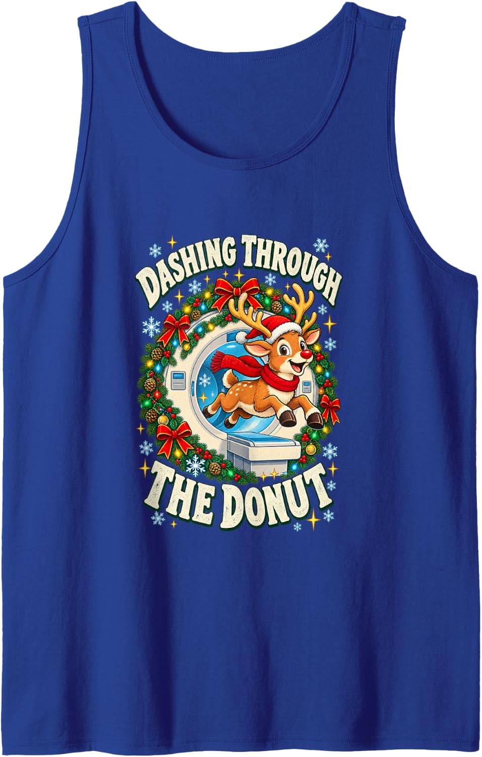 Dashing Through The Donut Christmas CT Tech Radiology Sleeveless Tank Top - Royal Blue