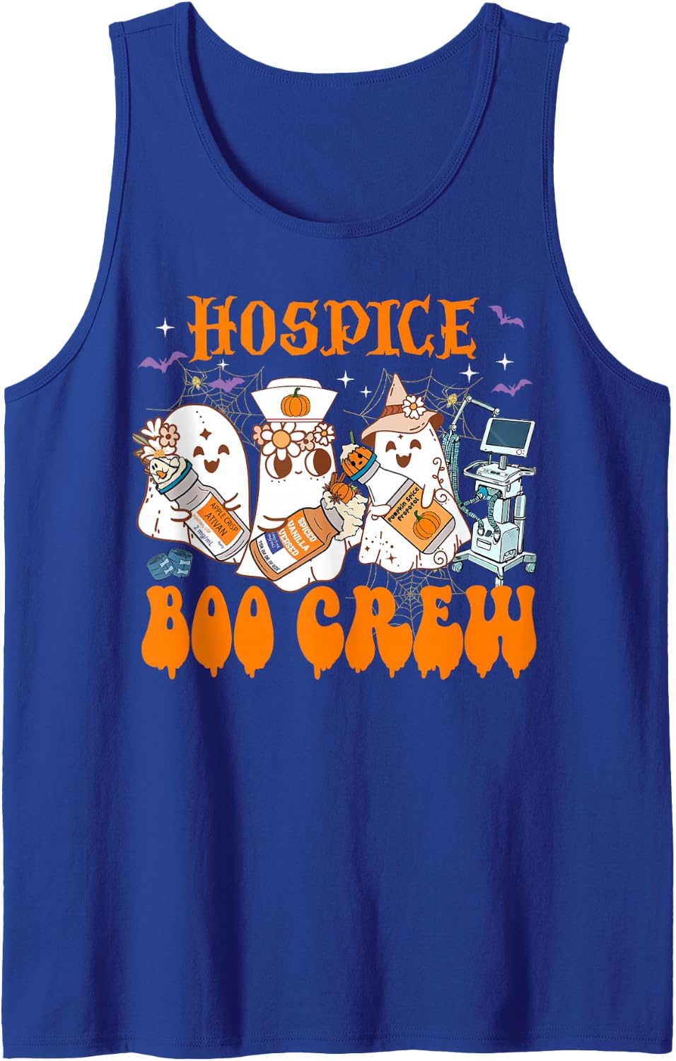 Hospice Nurse Halloween Anesthetist Boo Crew Squad Sleeveless Tank Top - Royal Blue