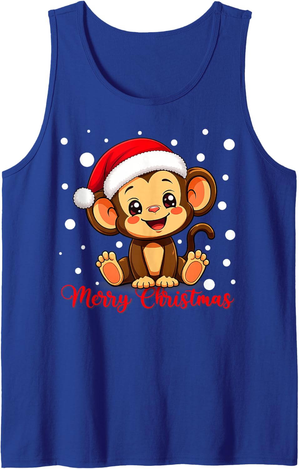 Christmas Santa Hat Monkey Xmas Girls Women Kids Sleeveless Tank Top - Royal Blue