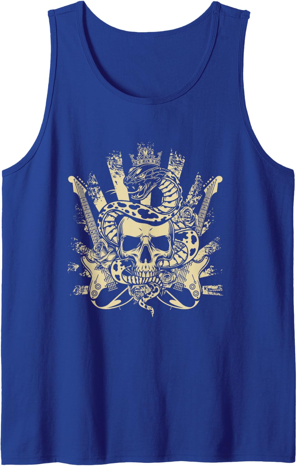 Heavy Metal Skull Guitar Rock Music Metalhead Fan Tank Top - Royal Blue