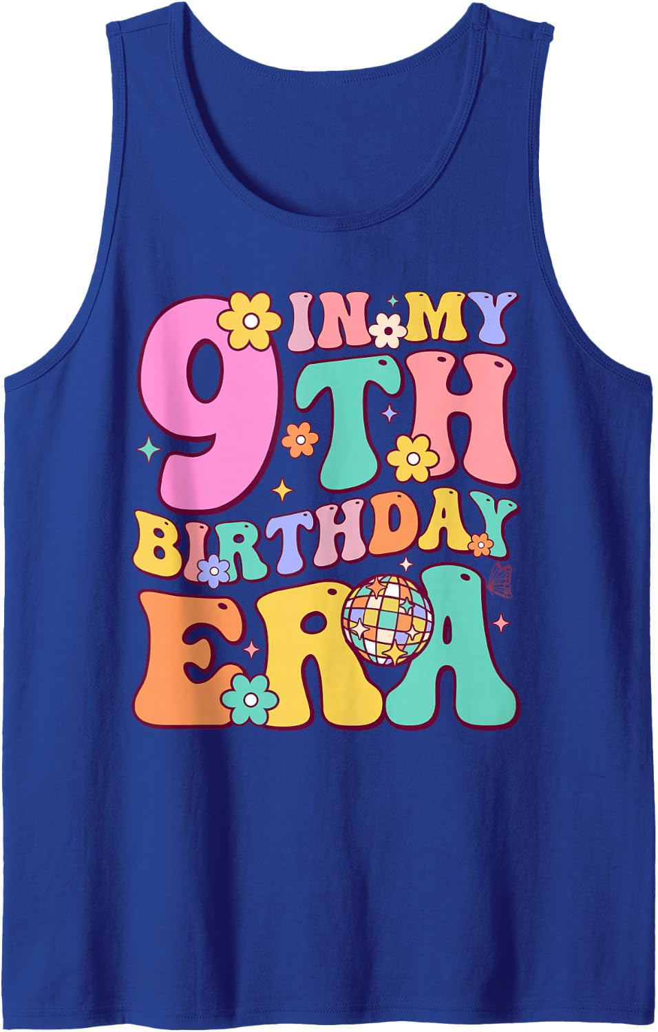in My Nine Year Old Era Girl Boy 9th Birthday 9 Year Old Sleeveless Tank Top - Royal Blue