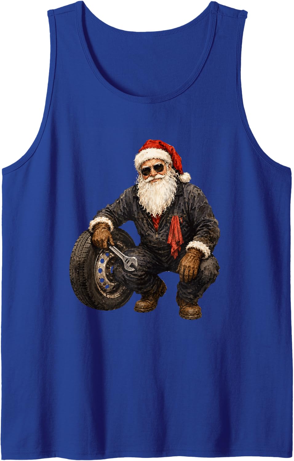 Santa Mechanic Funny Christmas Auto Repair Garage Humor Tank Top - Royal Blue