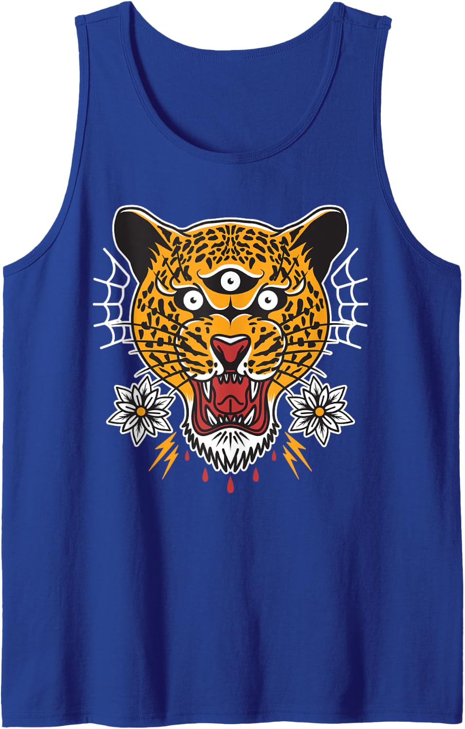 Vintage American Traditional Tattoo Flash Ink Trendy Jaguar Tank Top - Royal Blue