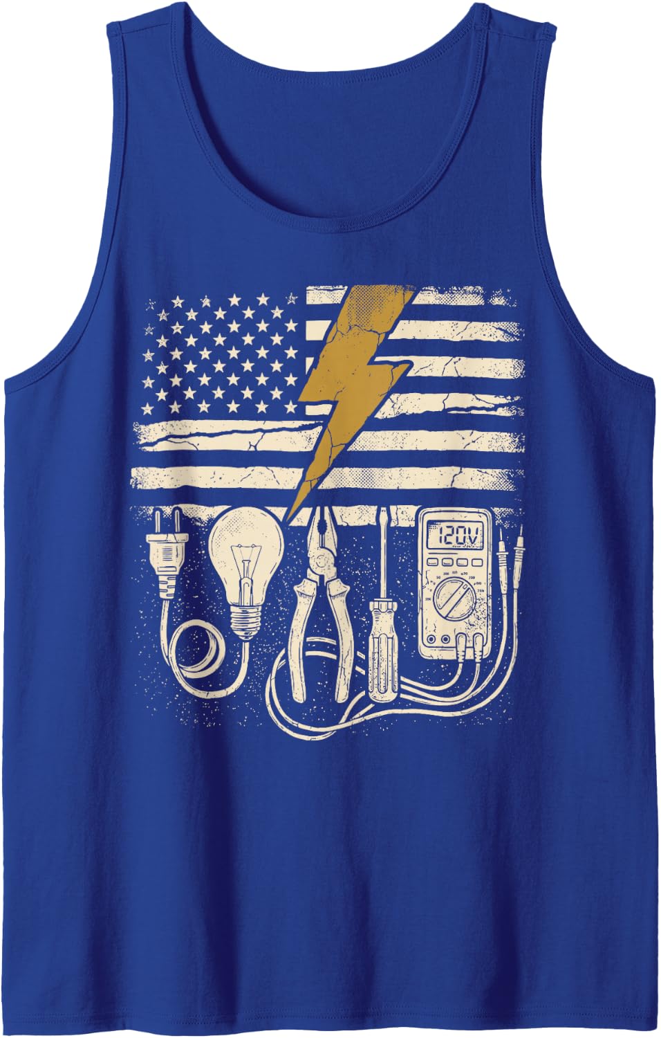 Electrician USA Flag 4th of July Tank Top - Royal Blue