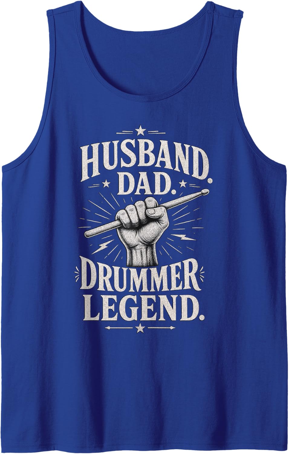 Husband Dad Drummer Fist Holding Drumstick Design Tank Top - Royal Blue