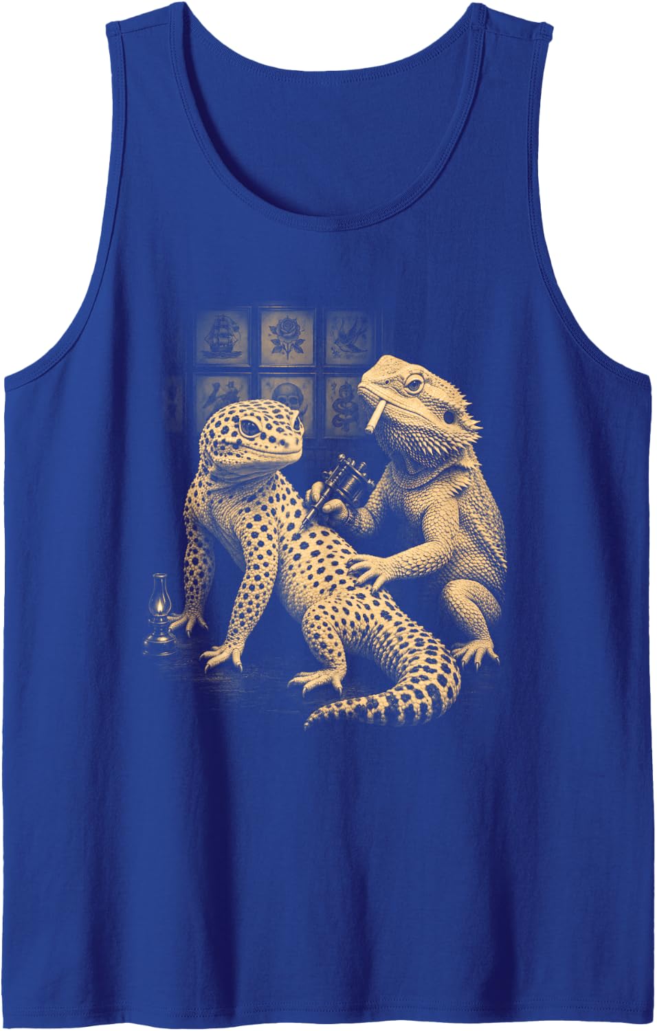 Bearded Dragon Tattooing Leopard Gecko Lizard Tattoo Artist Sleeveless Tank Top - Royal Blue