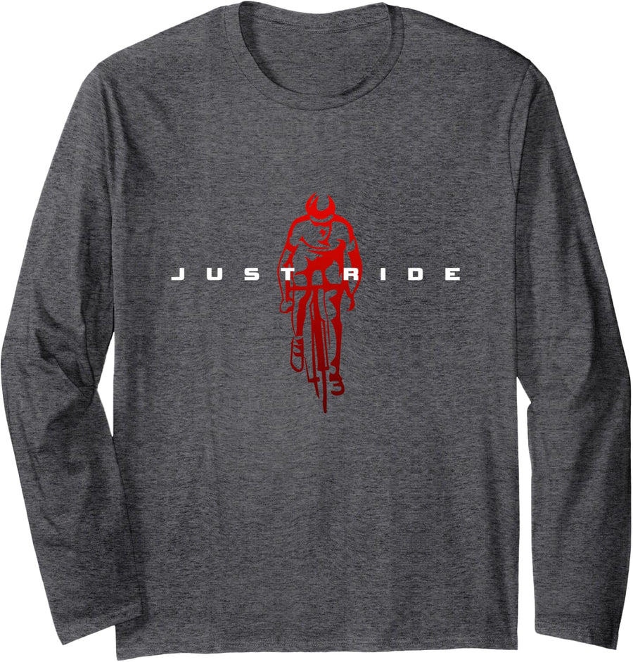 Road Biking Bicycle Cycling Long Sleeve T-Shirt - Adult Unisex Dark Heather Grey