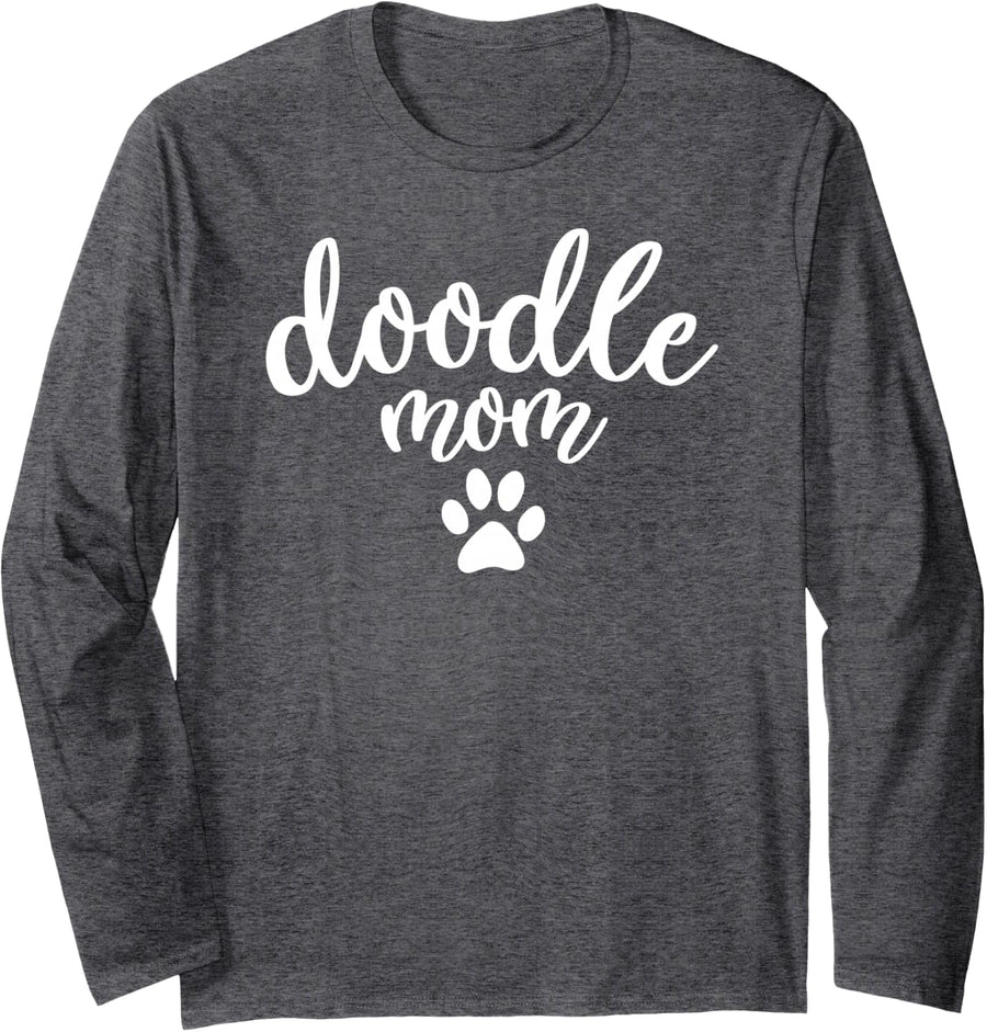 Doodle Mom Dog Paw Long Goldendoodle Long Sleeve T-Shirt - Adult Unisex Dark Heather Grey
