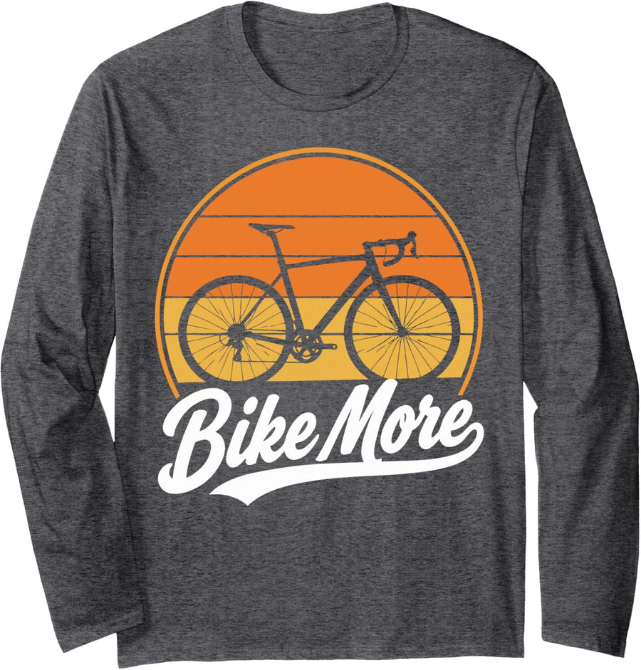 Road Cycling Lover Road Bike Rider Cyclist Long Sleeve T-Shirt - Adult Unisex Dark Heather Grey