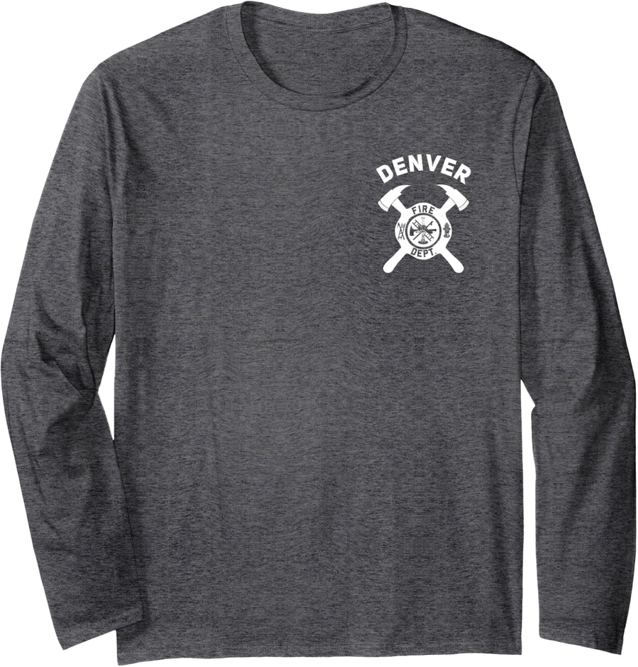 City Of Denver Fire Department Colorado Firefighter Long Sleeve T-Shirt - Adult Unisex Dark Heather Grey