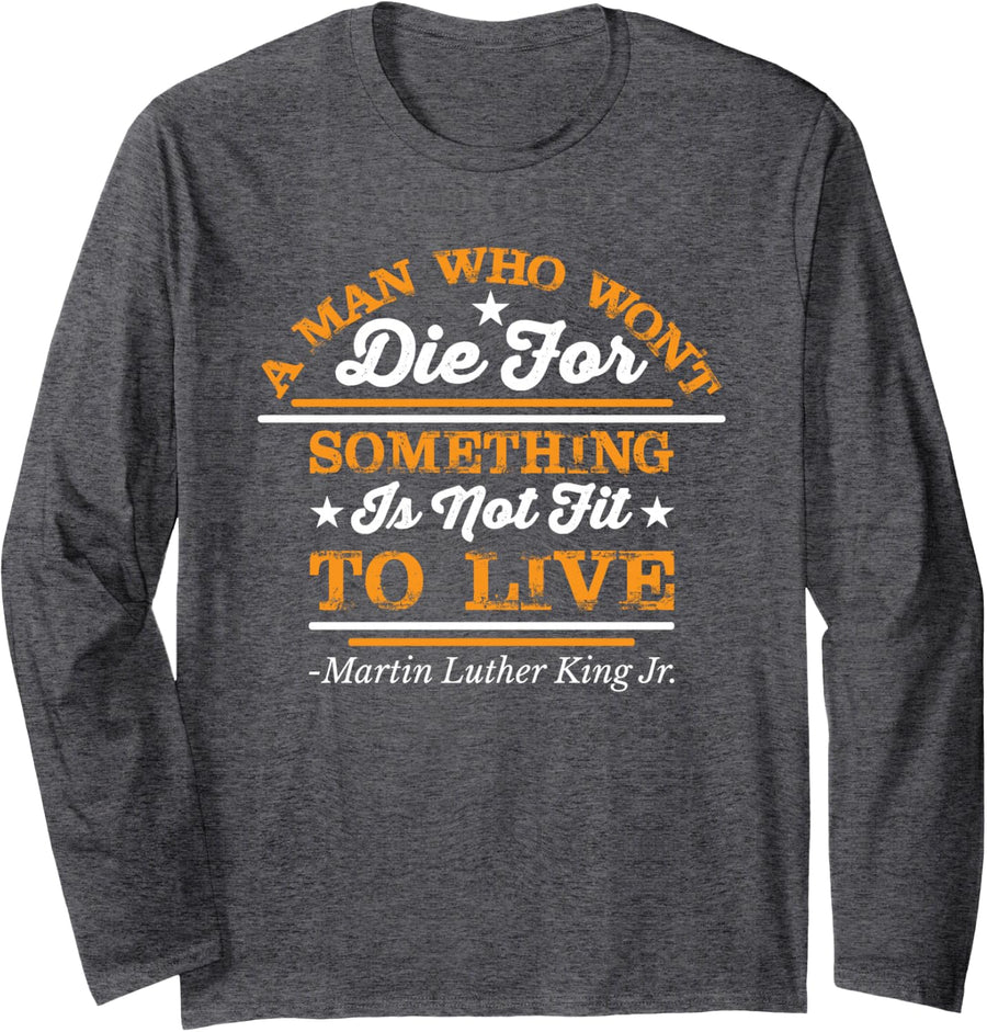 Martin Luther King Jr. Long Sleeve T-Shirt - Adult Unisex Dark Heather Grey