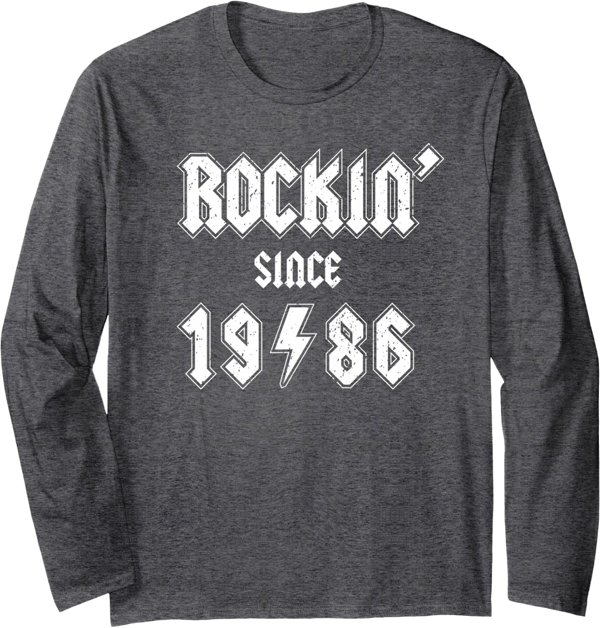 Rockin' Since 1986, Millennial Rockers Celebrate Birth Year Long Sleeve T-Shirt - Adult Unisex Dark Heather Grey
