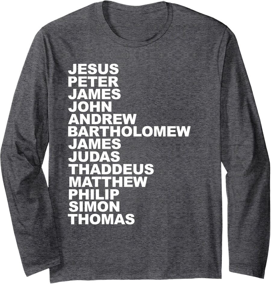 Jesus Apostles Long Sleeve T-Shirt - Adult Unisex Dark Heather Grey