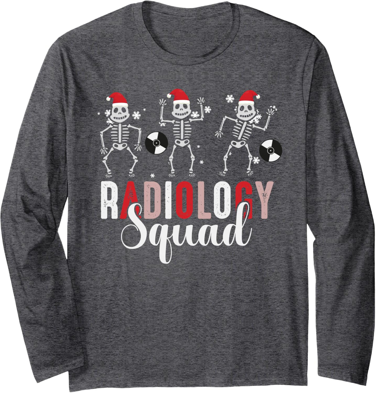 Radiology Squad Medical Crew Christmas 2026 XRay Tech Pajama Long Sleeve T-Shirt - Adult Unisex Dark Heather Grey