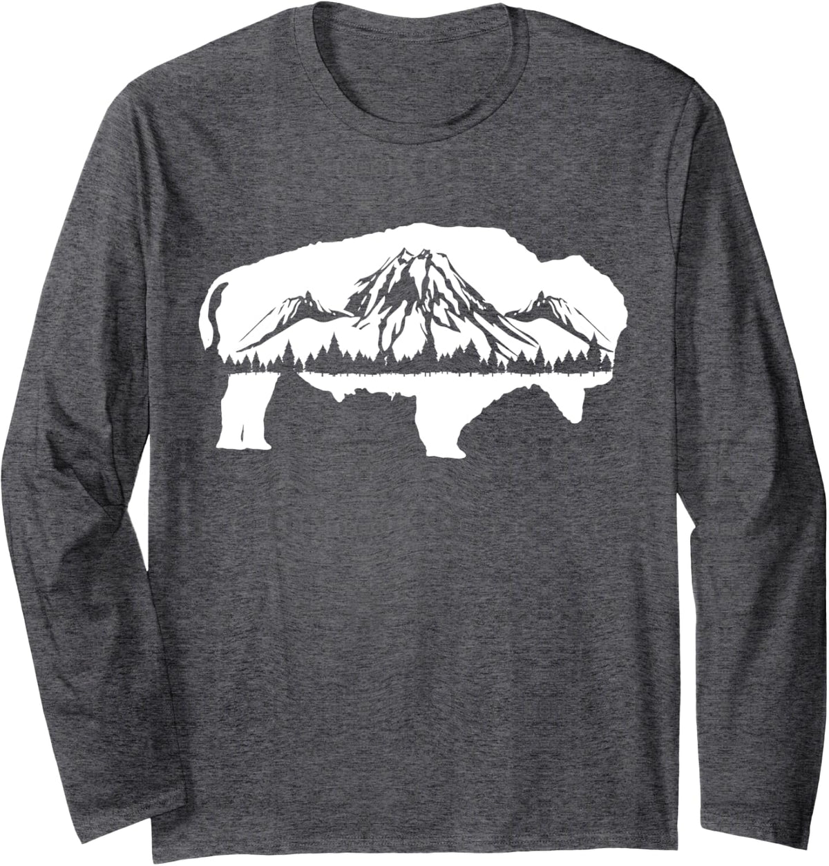 Mountain Hiking Climbing Outdoor Long Sleeve T-Shirt - Adult Unisex Dark Heather Grey