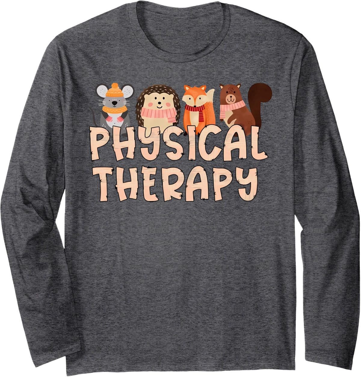 Physical Therapy Animal Fall Pediatric Physical Therapist Long Sleeve T-Shirt - Adult Unisex Dark Heather Grey
