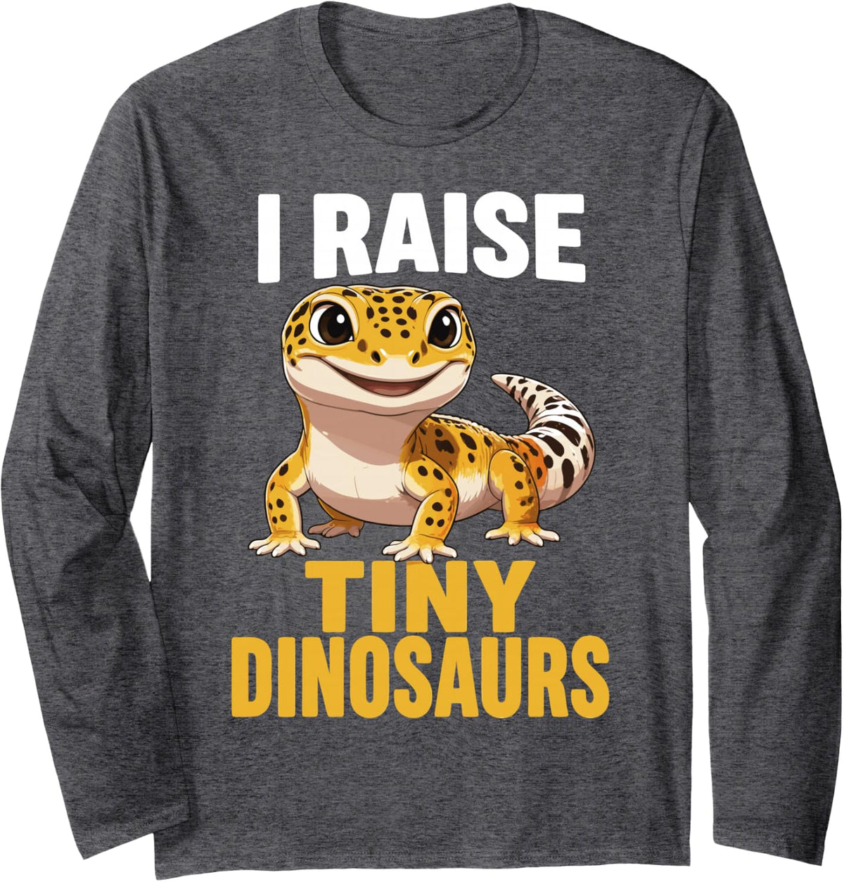 Leopard Gecko Mom Dad Lizard Long Sleeve T-Shirt - Adult Unisex Dark Heather Grey