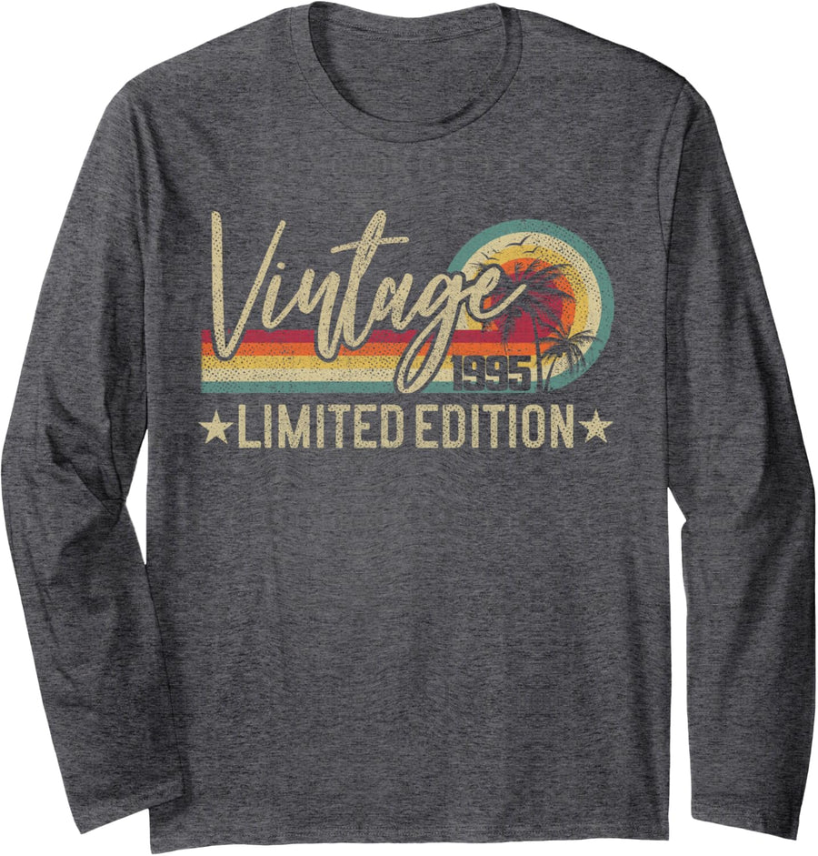 Limited Edition - Vintage 1995 32nd Birthday Funny Retro Long Sleeve T-Shirt - Adult Unisex Dark Heather Grey