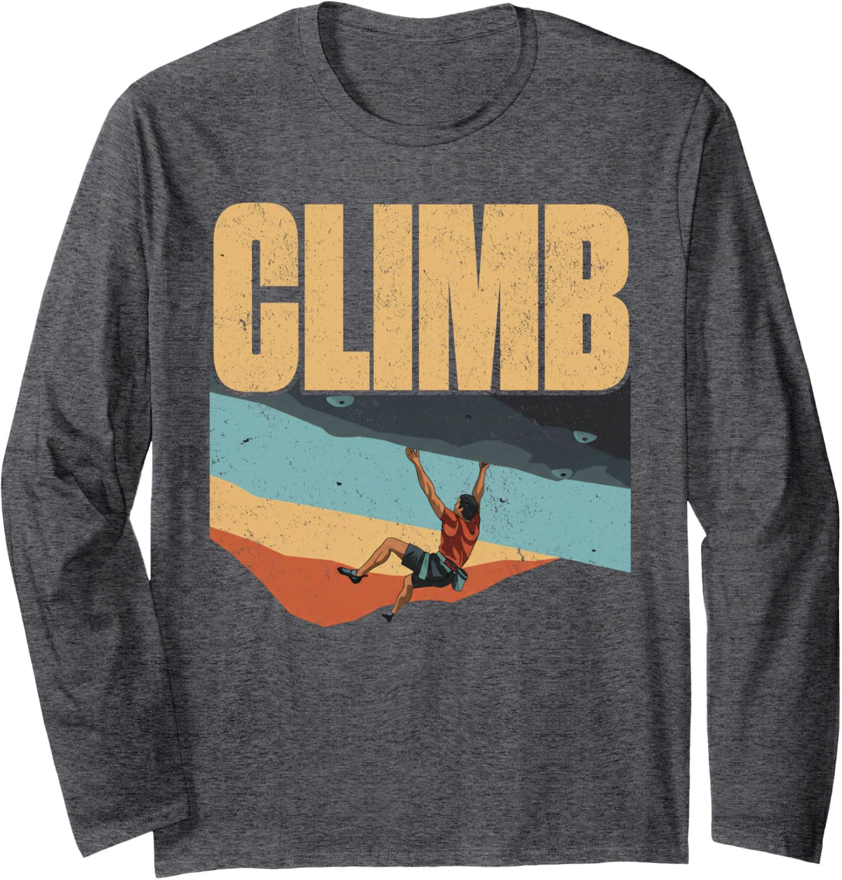 Climb climbing for men climber retro vintage Long Sleeve T-Shirt - Adult Unisex Dark Heather Grey