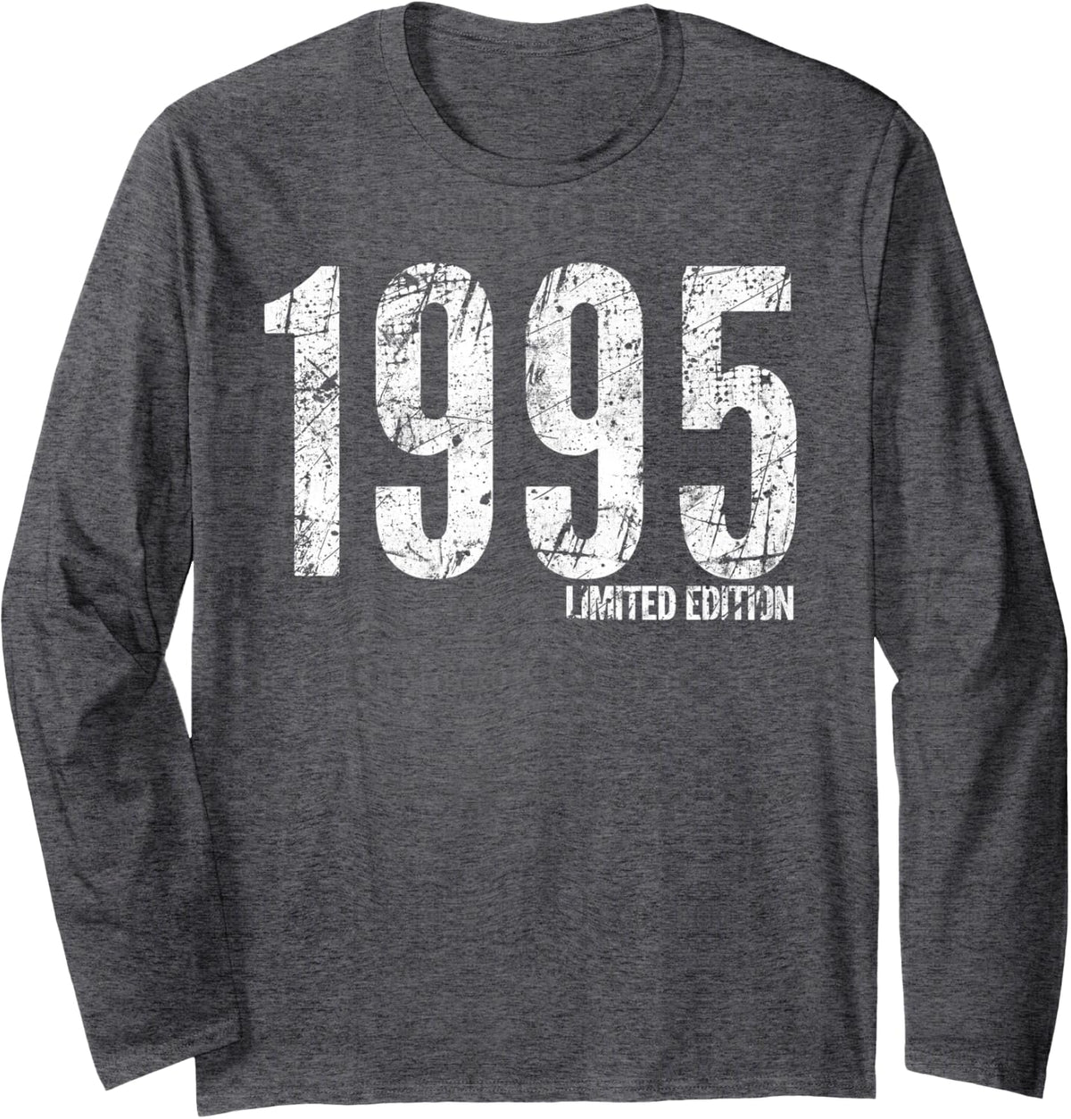 1995 Limited Edition Retro Grunge Distressed Birthday Long Sleeve T-Shirt - Adult Unisex Dark Heather Grey