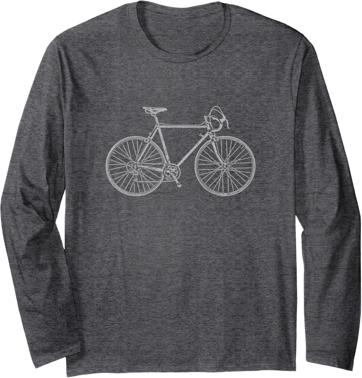 Vintage Road Bike Cycling Long Sleeve T-Shirt - Adult Unisex Dark Heather Grey