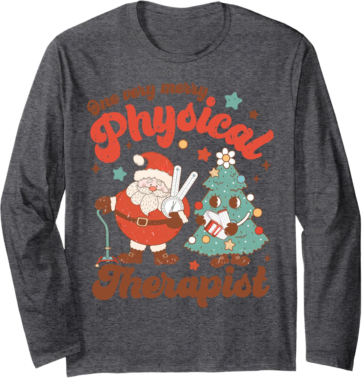 One Very Merry Physical Therapist PT Therapy Santa Christmas Long Sleeve T-Shirt - Adult Unisex Dark Heather Grey