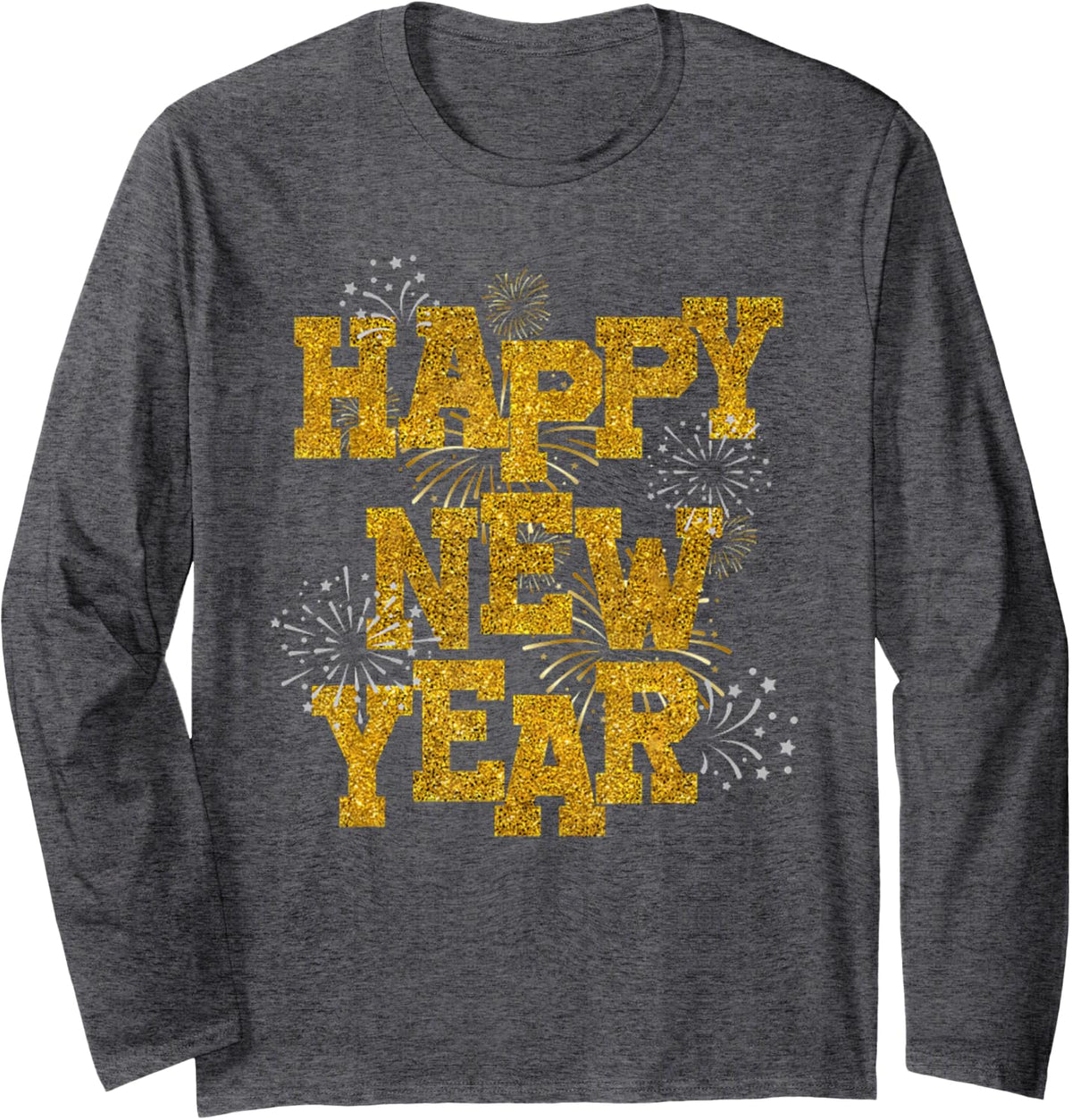 Happy New Year Confetti Fireworks New Year's Eve Party Long Sleeve T-Shirt - Adult Unisex Dark Heather Grey