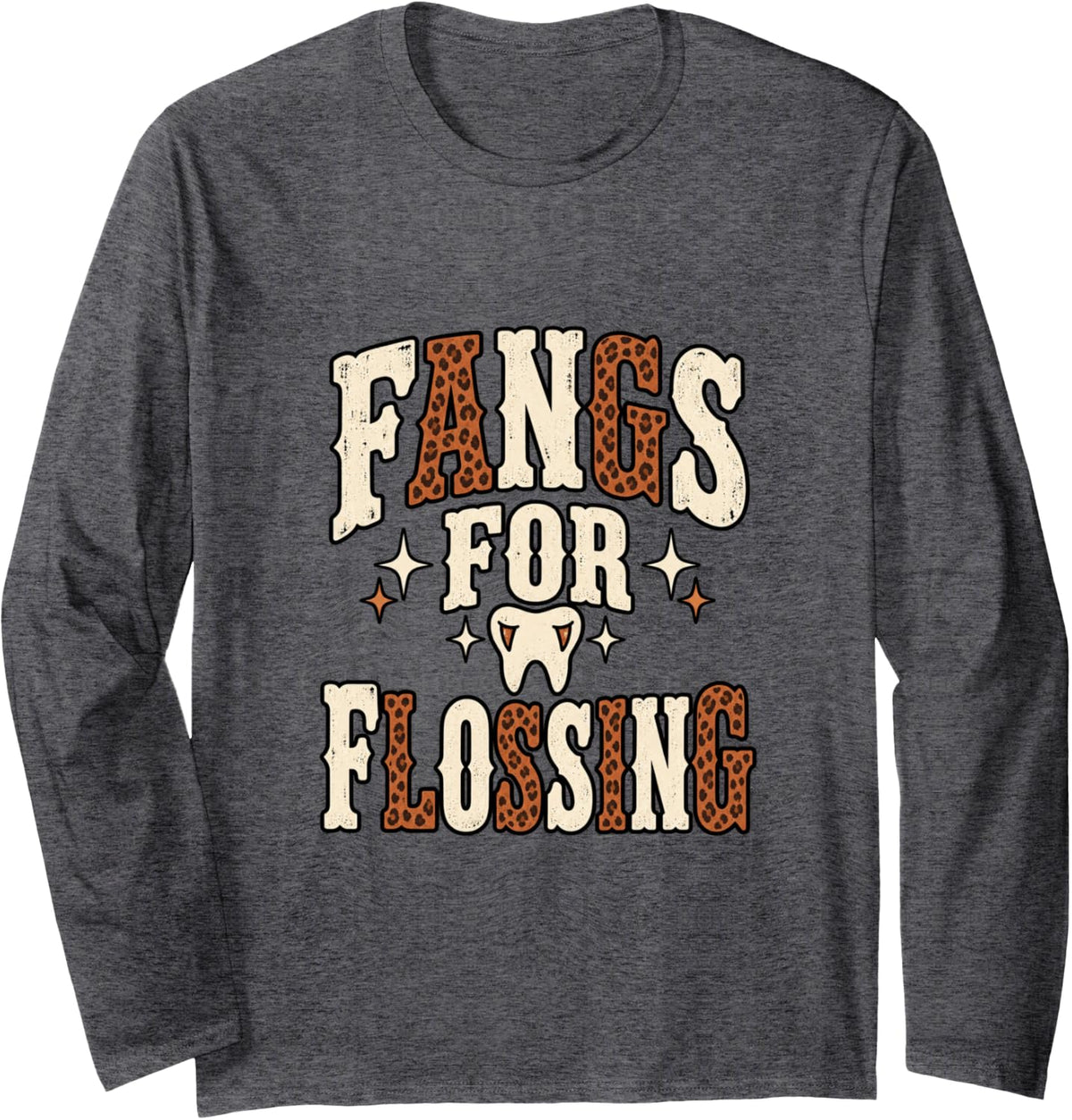 Funny Halloween Dentist Dental Hygienist Flossing Humor Long Sleeve T-Shirt - Adult Unisex Dark Heather Grey