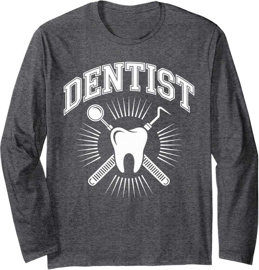 Dentist Dentistry Long Sleeve T-Shirt - Adult Unisex Dark Heather Grey