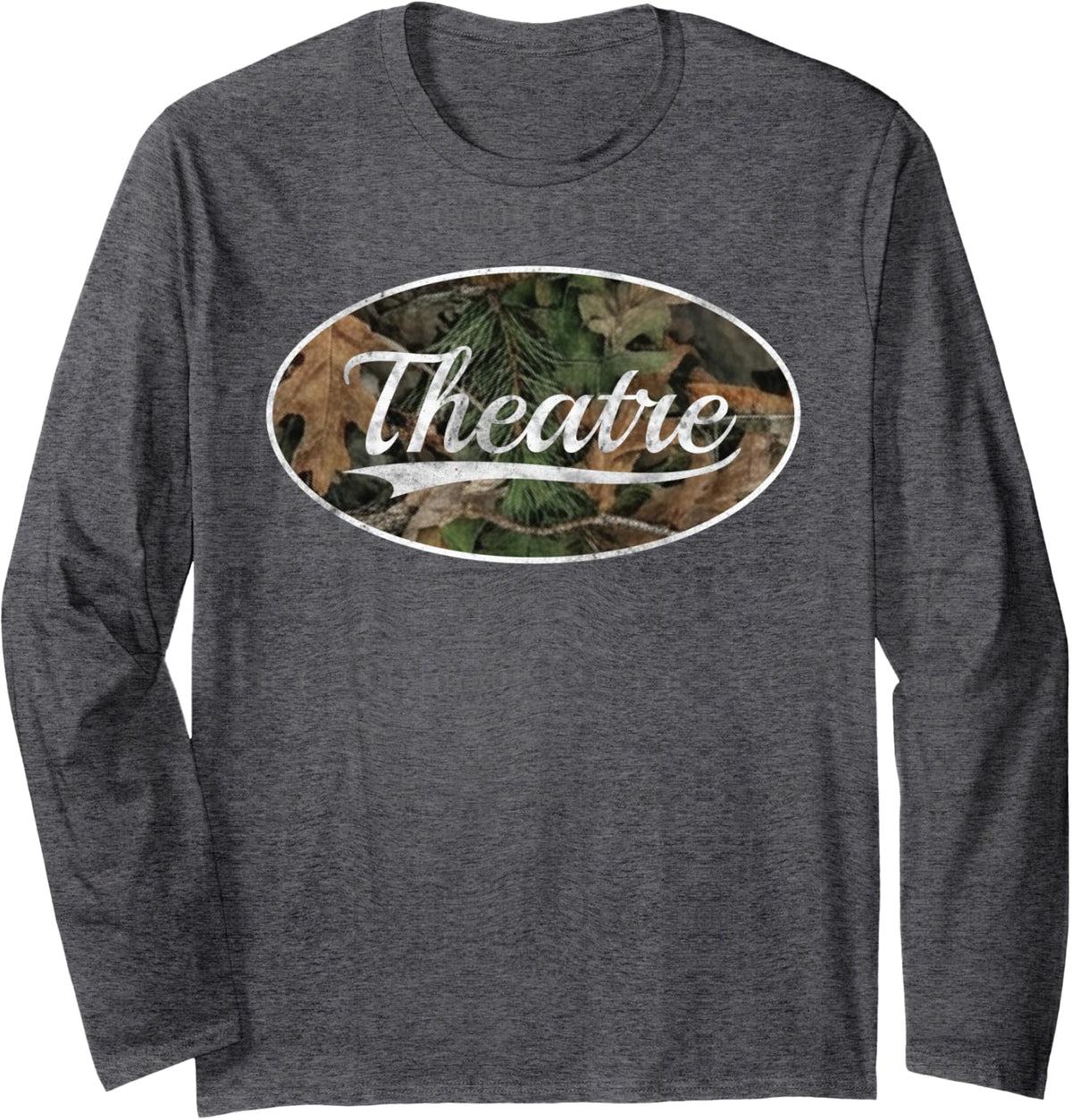 Theatre Camouflage Actor Drama Throwback Long Sleeve T-Shirt - Adult Unisex Dark Heather Grey