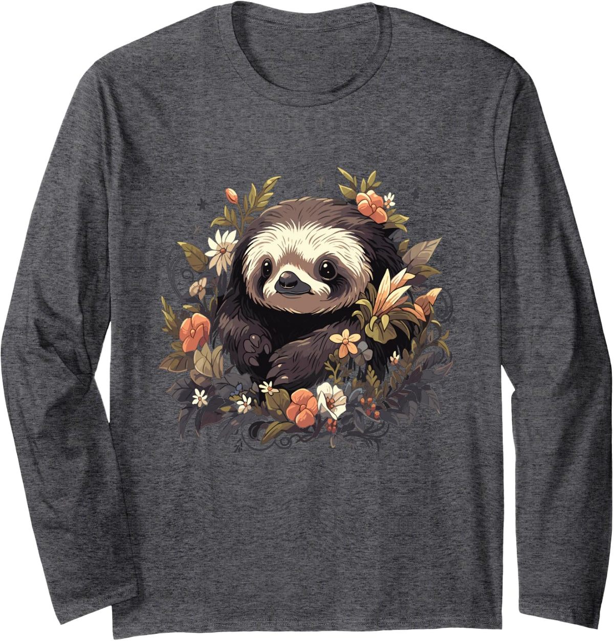 Sloth Sloth Sloths Sloth Funny Sloth Sloth Long Sleeve T-Shirt - Adult Unisex Dark Heather Grey