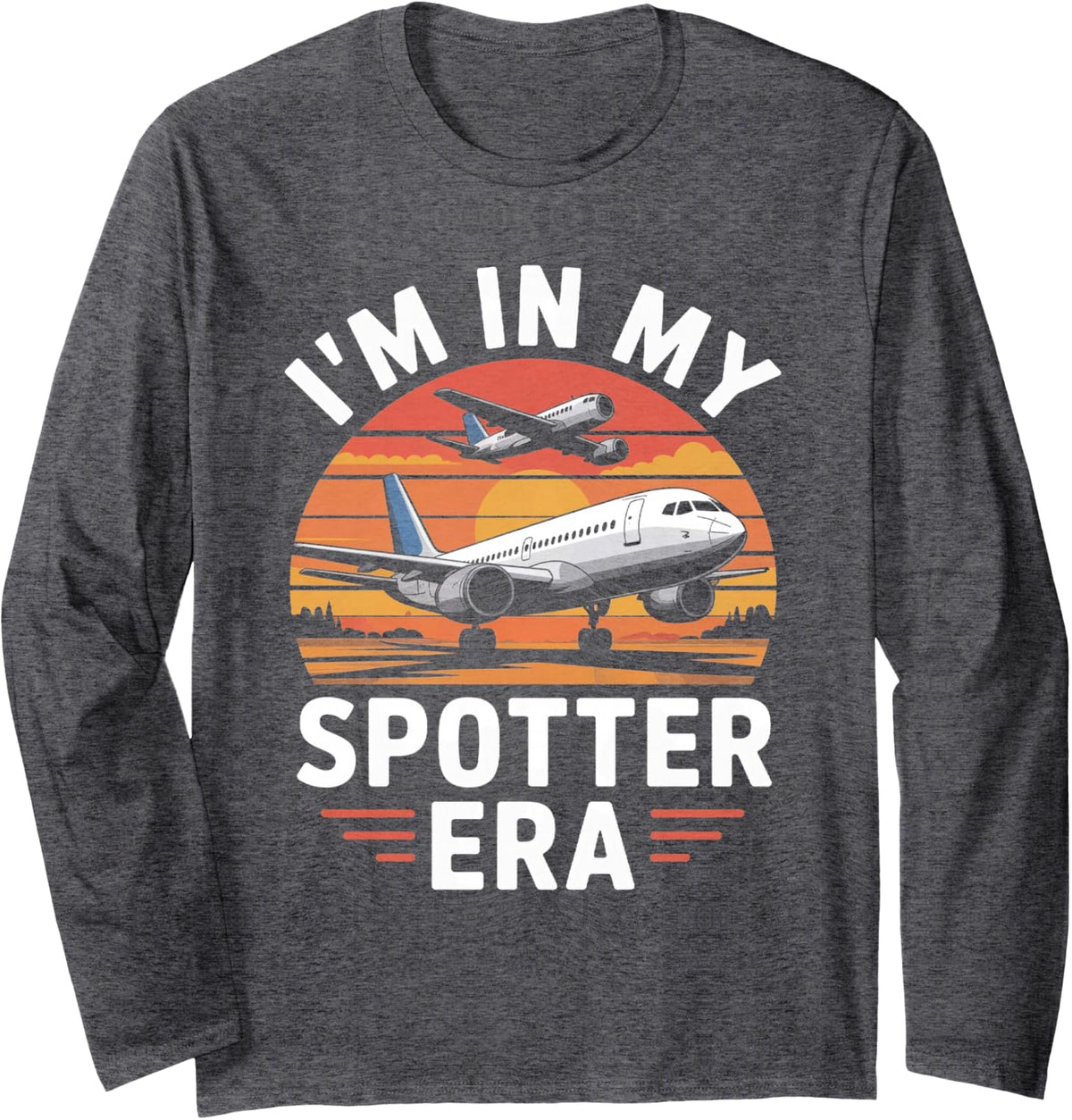 IM in My Spotter Era Retro Aeroplane Watching Lover Long Sleeve T-Shirt - Adult Unisex Dark Heather Grey