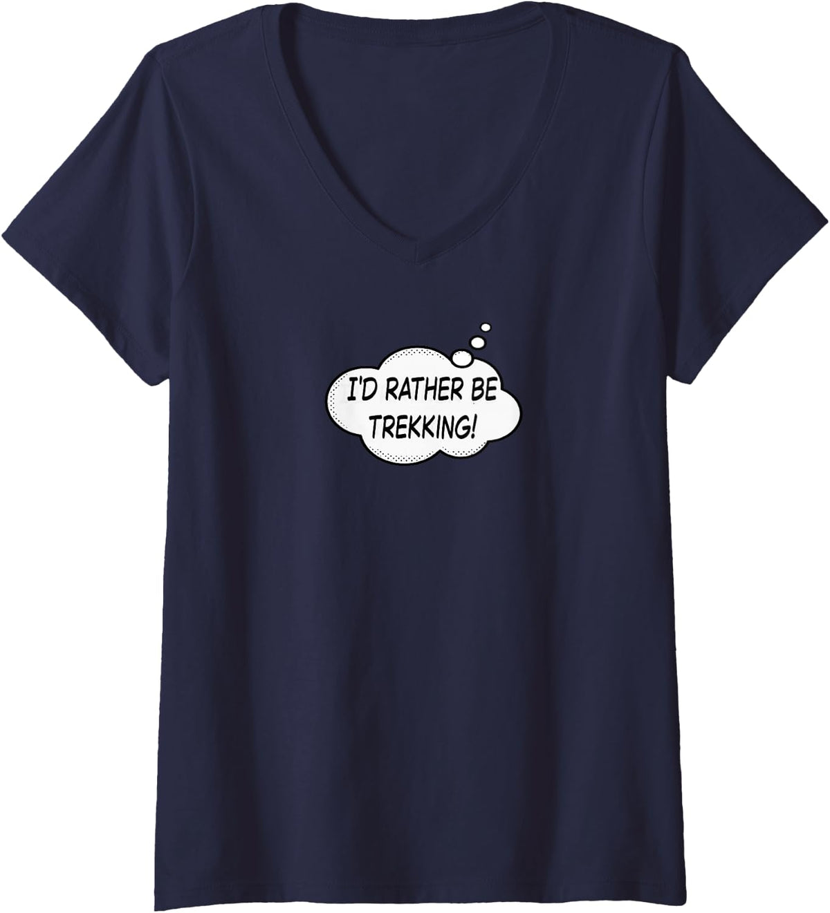 Women's I'd Rather Be Trekking V-Neck T-Shirt - Navy Blue