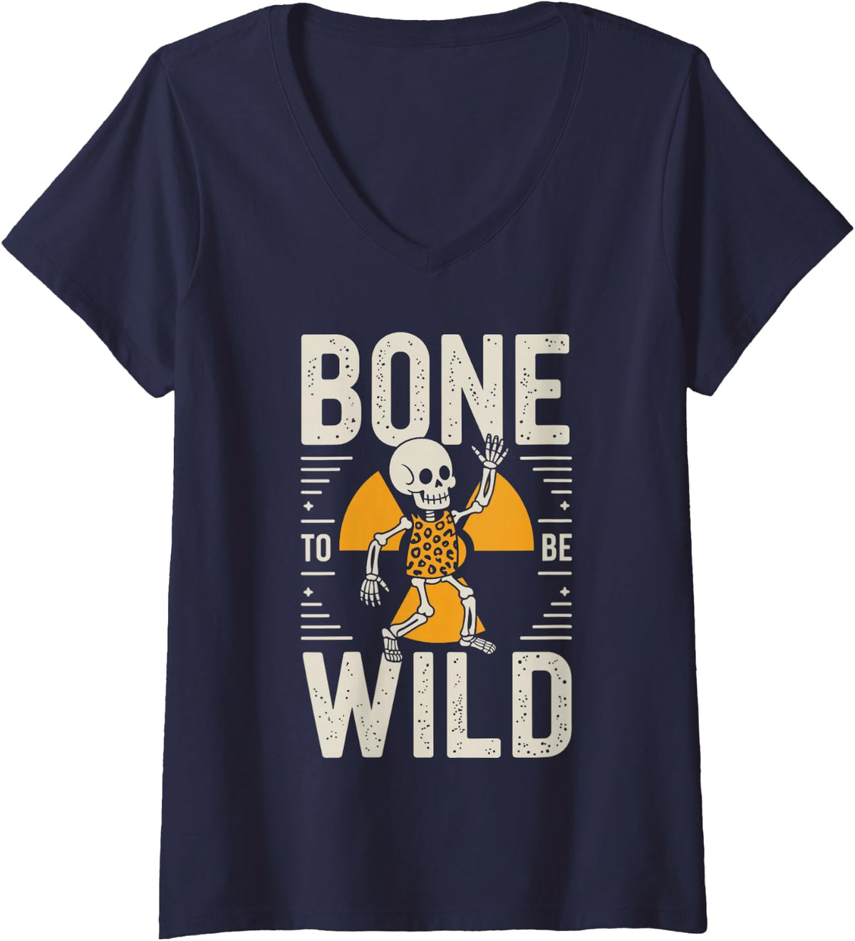 Women's Funny X- Ray Technician Bone to Be Wild Radiology V-Neck T-Shirt - Navy Blue