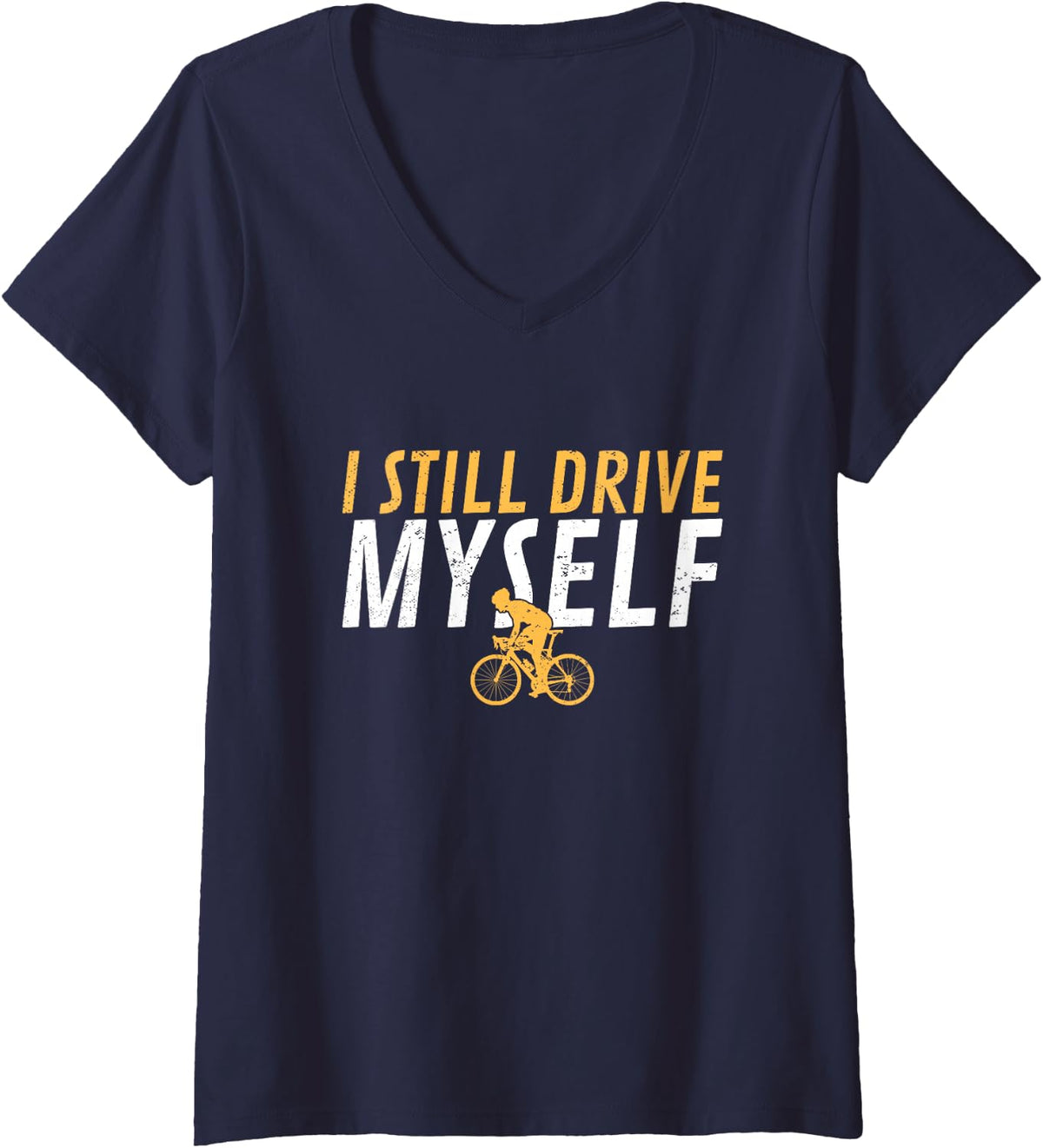 Women's I Still Drive Myself Cycling Bicycles Cyclists V-Neck T-Shirt - Navy Blue