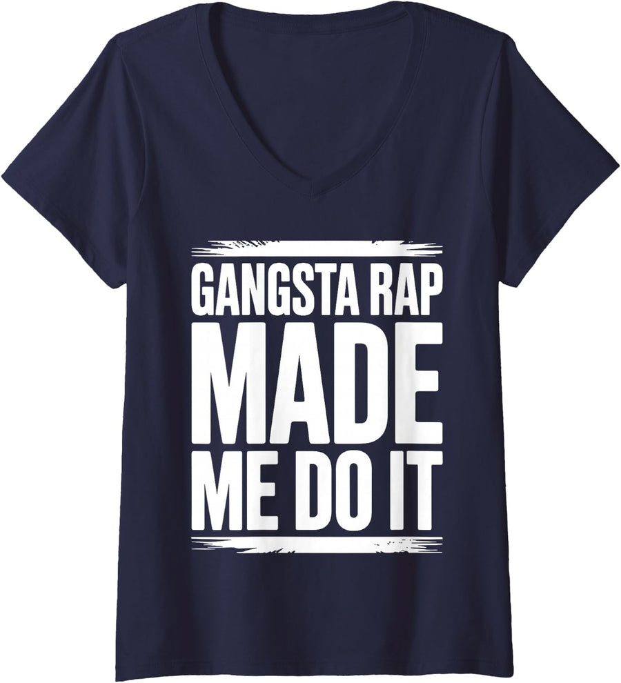Women's Cool Rapper Art for Men Women Rap Music Lover Hip Hop Rapper V-Neck T-Shirt - Navy Blue