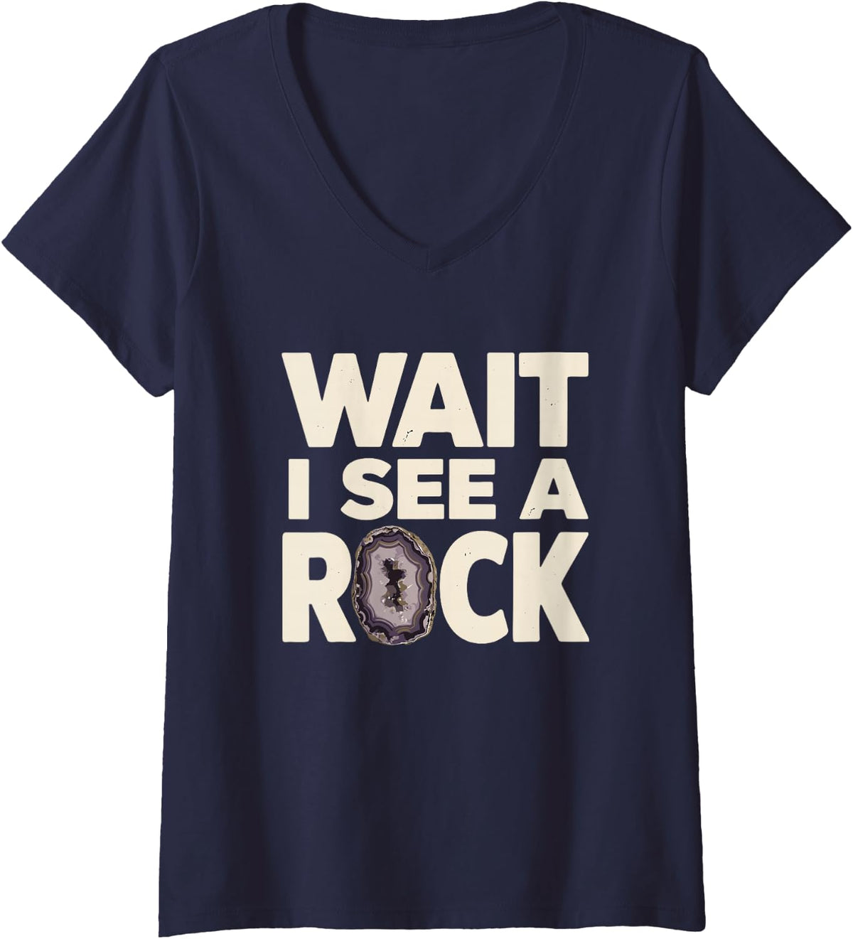 Women's Rockhound Geology Enthusiast The Best Rock Collector V-Neck T-Shirt - Navy Blue