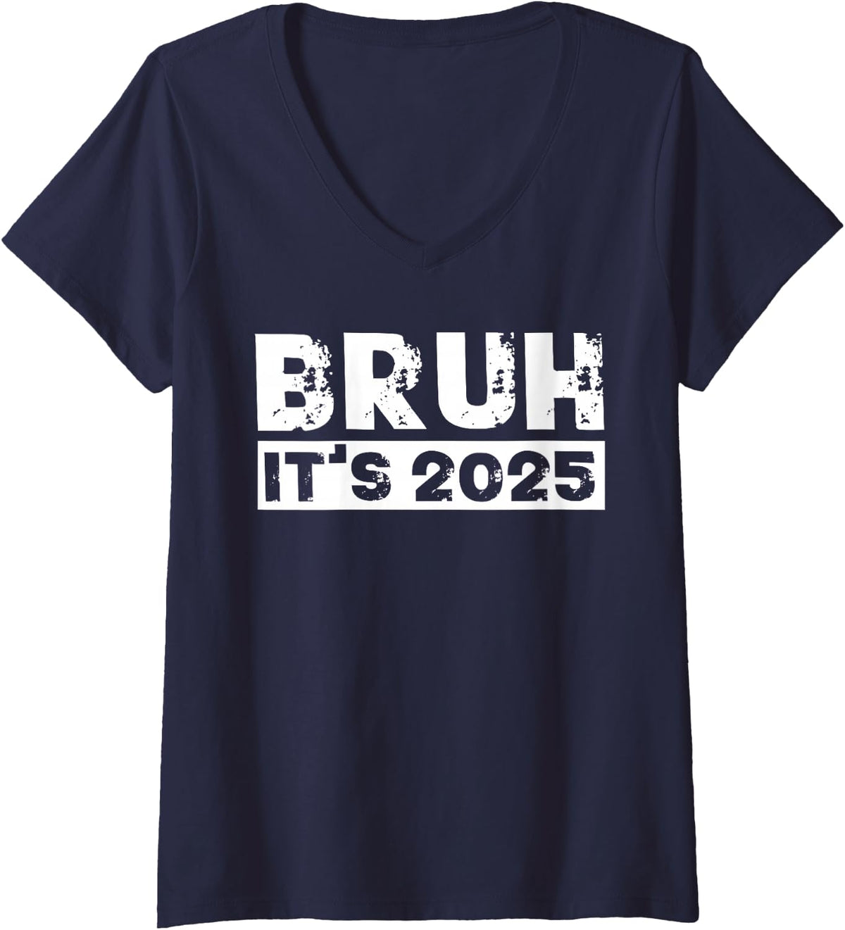 Women's Funny 2025 New Years Eve Party 2025 NYE Bruh Kids Boys V-Neck T-Shirt - Navy Blue