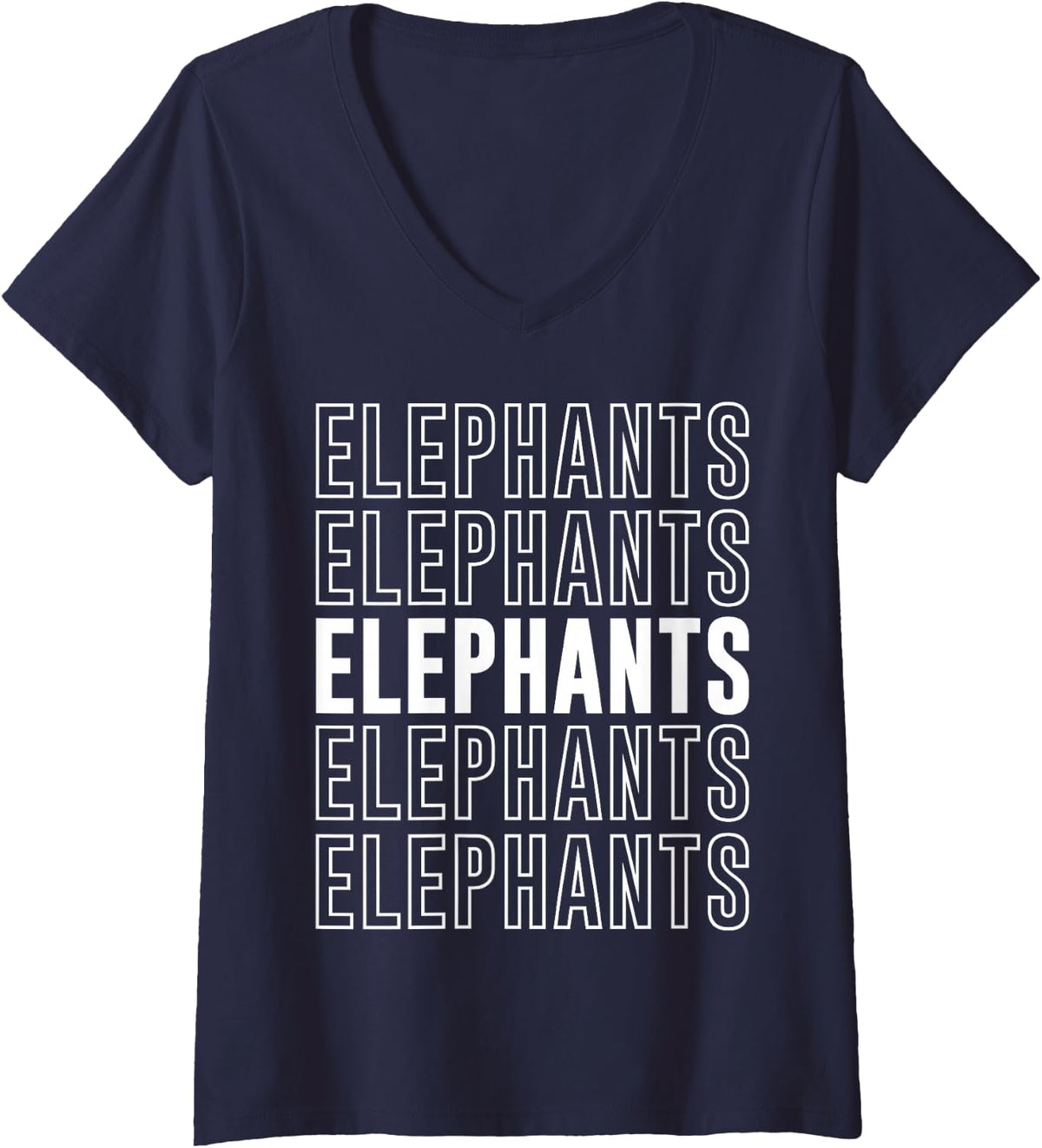 Women's Elephants V-Neck T-Shirt - Navy Blue