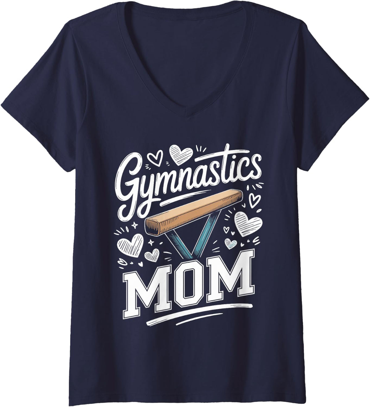 Women's Gymnastics Mom Gymnast Mother V-Neck T-Shirt - Navy Blue
