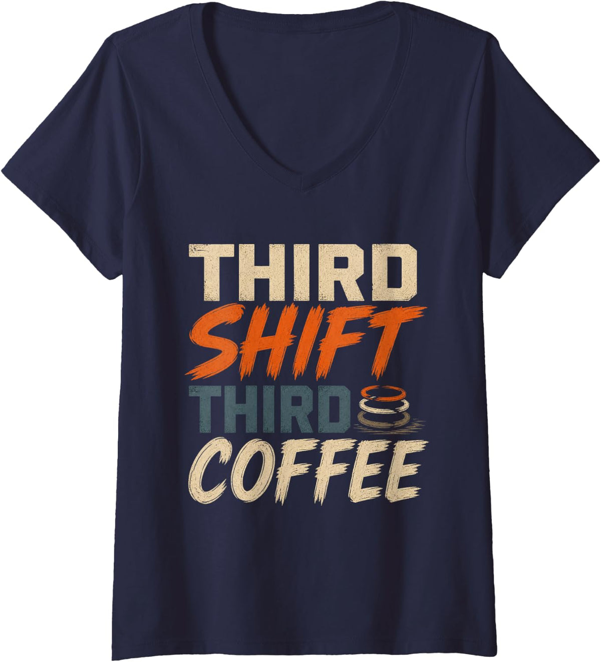 Women's Third Shift Third Coffee Heavy Equipment Mechanic V-Neck T-Shirt - Navy Blue