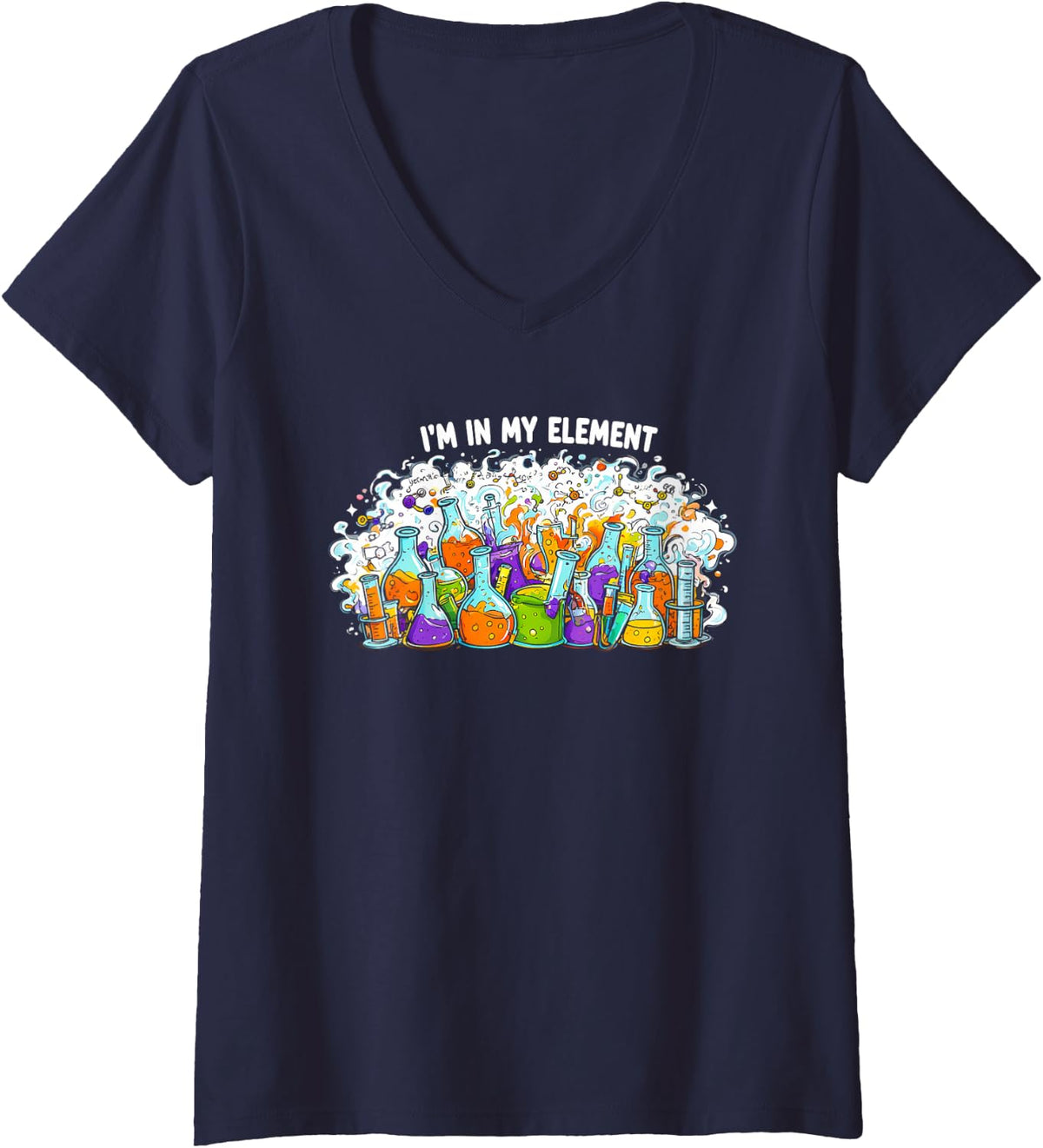 Women's Funny Saying My Element Science Lab Sarcastic V-Neck T-Shirt - Navy Blue